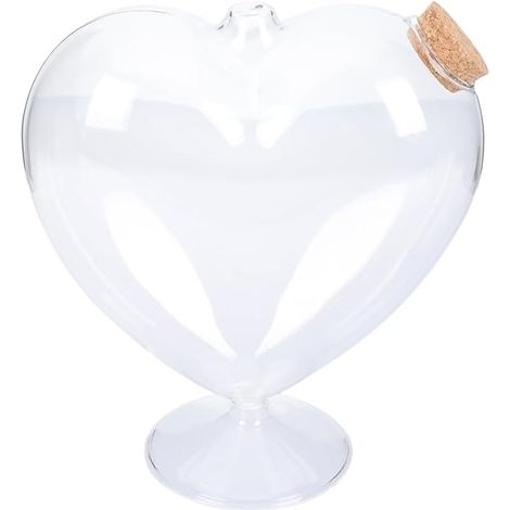 Contenitore Cuore Coperchio Legno Vetro Decorativo 12x12cm Bianco (1/5)