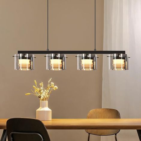 GBLY Lámpara Colgante Vidrio 4 Flamas 157cm LED Regulable en Altura Lámpara Colgante Comedor Salón Cocina Dormitorio Pasillo (1/5)