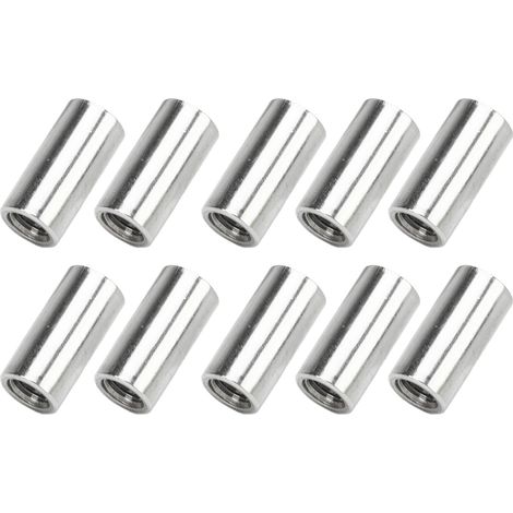 Lot de 10 écrous de raccordement ronds M8x1,25, filetage femelle, tige de 25 mm de longueur, en acier inoxydable. (1/5)