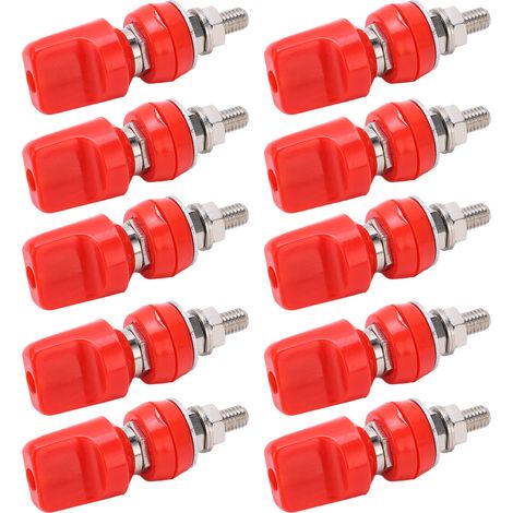 Borne de connexion M6 100A en laiton nickelé, connecteur à vis avec prise banane 4mm rouge, paire de cosses pour câble, terminal électrique robuste, usage courant, 1 unité (1/5)