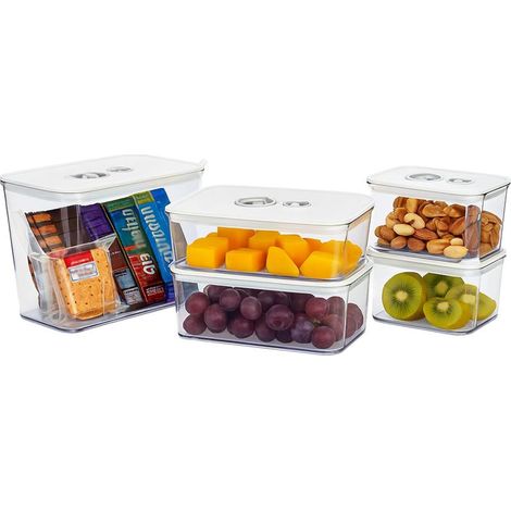 Ensemble de 5 boîtes hermétiques et empilables, adaptées au réfrigérateur et au congélateur, pour une organisation optimale de la cuisine et des plans de travail.-AquaForge (1/5)