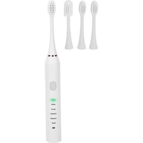 Brosse à dents électrique rechargeable blanche, nettoyage dentaire blanchissant, portable pour adultes, brosse sonique (1/5)