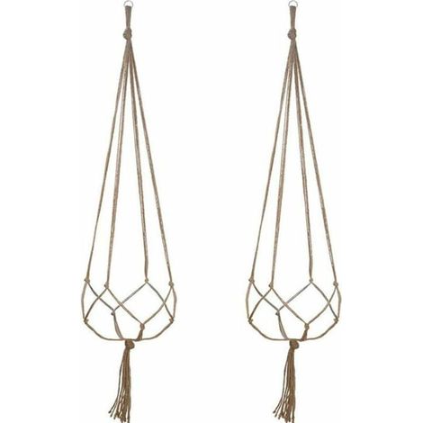 Macramé Corde Pot De Fleur Suspendu Panier Plafond Plante Cintre Tissé Chanvre Corde Net Sac Suspendu Titulaire Plante Balcon Jardin Décoration De La Maison(90cm) (1/5)