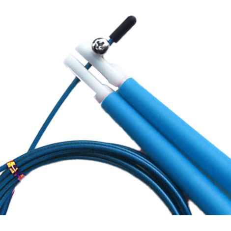 Corde à sauter pour enfants et adultes, hommes et femmes, en fil d'acier, vitesse réglable, idéale pour l'entraînement et le fitness (bleue). (1/5)