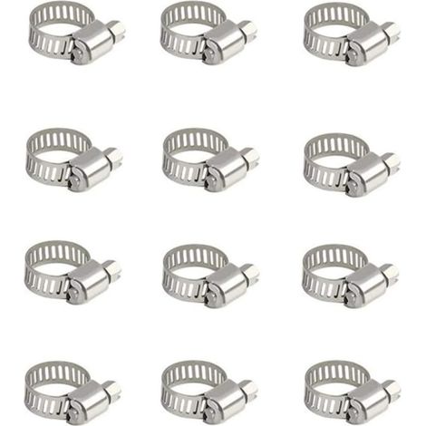 Collier de serrage, réglable de 10 à 16 mm, en acier inoxydable 304, collier de serrage métallique, pour tuyaux, conduites de gaz domestique, conduites d'eau familiales, câbles, robinets, etc. (1/5)