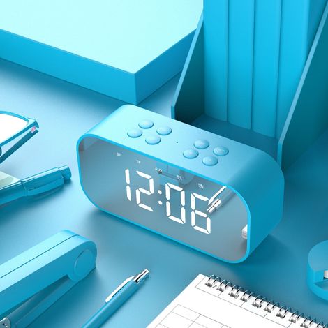 Horloge-Radio Bluetooth - Miroir LED avec Affichage Numérique - Réveil avec Haut-Parleur Intégré - 3 Niveaux de Luminosité - Batterie Lithium Rechargeable 2000 mAh - 1 Pièce (1/5)
