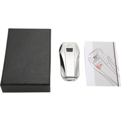 Briquet rechargeable USB anti-vent avec capteur d'empreinte, affichage de puissance, argenté (1/5)