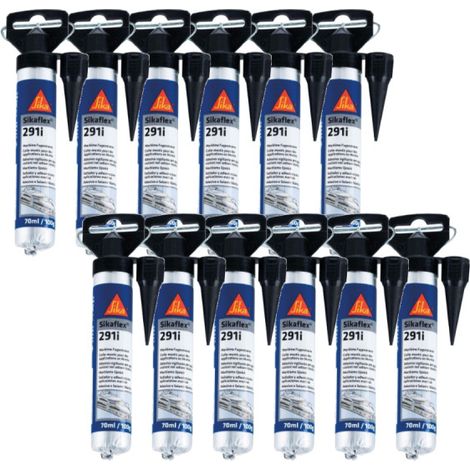 Lot de 12 colles mastic marine SIKA Sikaflex 291i - Noir - Mini recharge 70ml