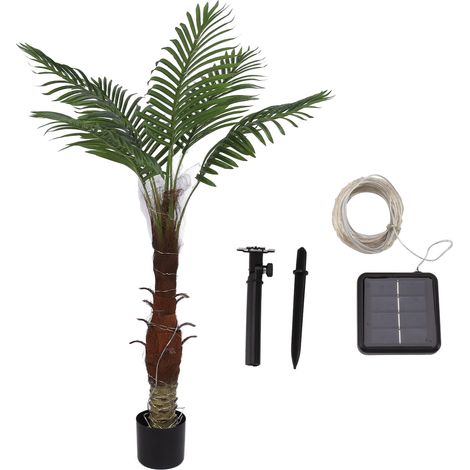 Palmier artificiel lumineux solaire LED, arbre tropical décoratif pour extérieur, terrasse, fête, jardin, piscine, bar, patio (1/5)