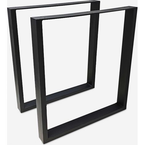 Set 2 gambe rettangolari per tavolo 65x71cm metallo nero industriale Quill