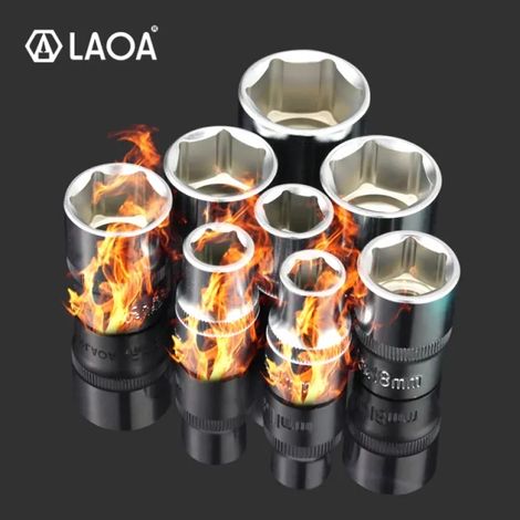 LAOA 10 pièces 1/2'' 8-17mm clé à douille hexagonale tête 12.5mm, Coffret douilles, utilisé sur clé à douille à cliquet clé dynamométrique, outil à douille profonde (1/5)