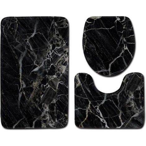 Badematte – 50 x 80 cm – Schwarz marmoriert – 3er-Set – Modern mehrfarbig (1/5)