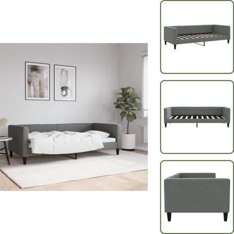 The Living Store Sofá cama sin colchón tela gris oscuro 90x190 cm - Sofá cama sin colchón