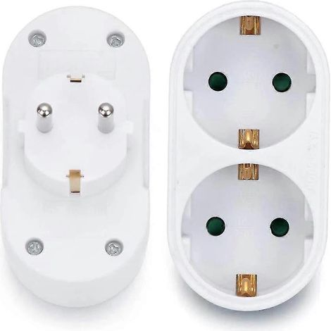 Adaptateur multiprise à 2 emplacements, double fiche, horizontal T-YuJia (1/4)