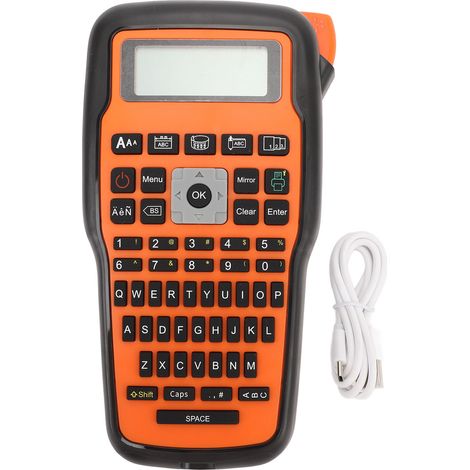 Ortviai Imprimante étiquettes portable thermique avec clavier E1000 PRO – Compacte, batterie intégrée, pour câbles et usage professionnel