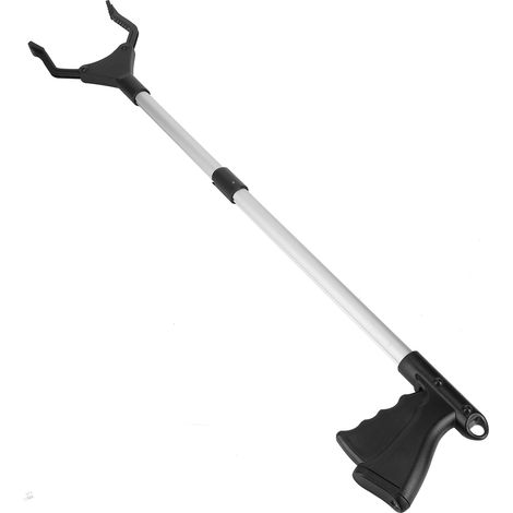 Pince de nettoyage pliable multifonctionnelle, ramasse-déchets, accessoires de nettoyage, manche noir, tube argenté (1/5)