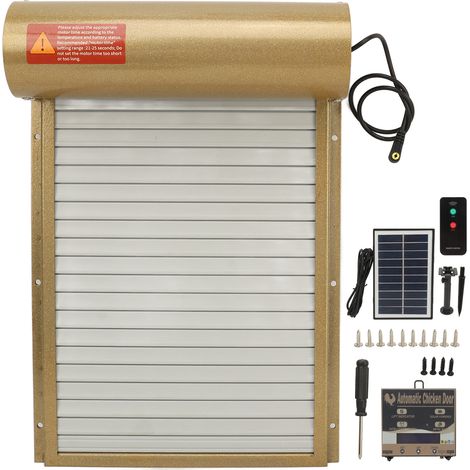 Poulailler automatique solaire avec capteur lumineux, minuterie, télécommande, écran LED, ouvre-porte pour ferme, or (1/5)