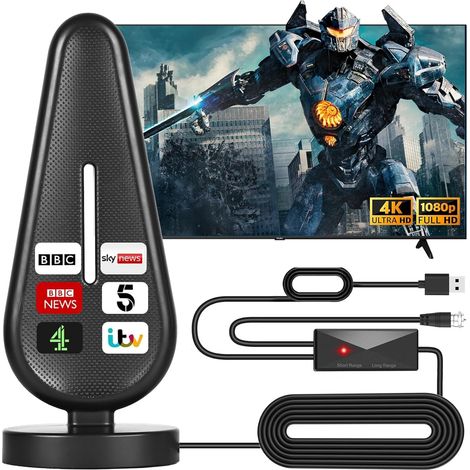 Indoor TV Aerial,560+ Miles Range Digital TV ariels indoor for Smart TV and Older TV's with Signal Booster,Support 4K 1080P HD Local Channels - 18FT HD Cable