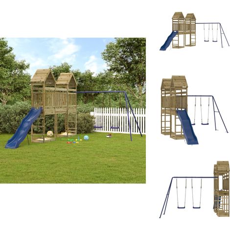 Aire de jeux d'extérieur bois de pin imprégné - Aire De Jeux Enfant - Jeux Extérieur - Jouet Bois - Jeux De Plein Air - Toboggan (1/5)