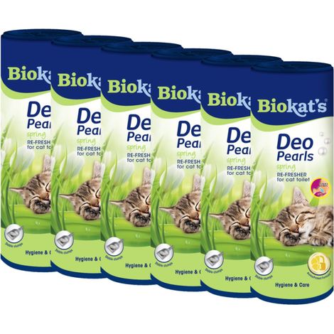 Deo Pearls printemps - Complément de litière parfumé pour la fraîcheur et les agglomérats compacts dans les toilettes du chat - 6 boîtes (6 à 700 g)