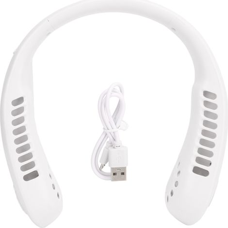 Portable Neck Fan USB Rechargeable Comfortable Cooling Bladeless Neck Fan for Summer Outdoor Travel White (1/5)