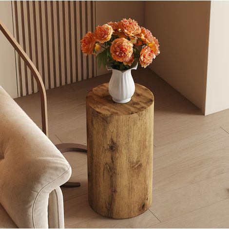 Runder Couchtisch aus MDF in Holzoptik, Ø 30 x 55 cm, montagefrei (1/5)