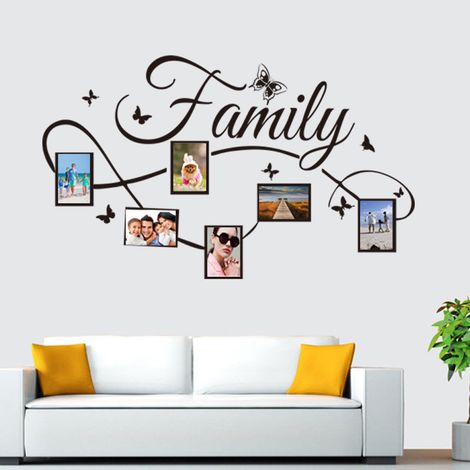 Wandaufkleber mit Familienfotos und Bilderrahmen