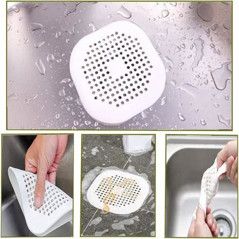 Filtre De Drain - Silicone - 14 X 14 Cm - Pour Evier Et Baignoire - 2 Pieces (1/5)