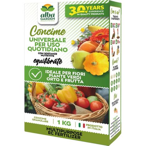 Concime Universale Granulare Fertilizzante Equilibrato per Orto Frutta Fiori Piante Stimola lo Sviluppo x 1 kg (1/5)