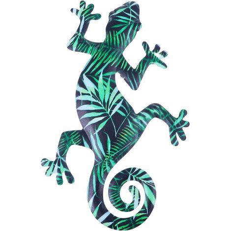 Gecko métal mural décoratif, sculpture suspendue, art de jardin, usage intérieur/extérieur (1/4)