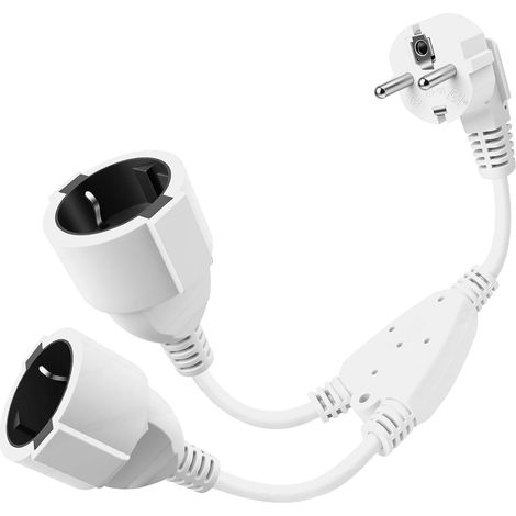 Double Prise Electrique, Rallonge d'alimentation avec 2 Prises, 250V, 16A, 3680W, pour Maison, Bureau, Cuisine, Compatible avec PC, Ordinateur Portable, Imprimantes et Équipements de Bureau (1/5)