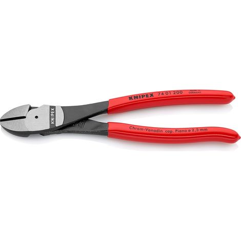Pince coupante de côté à forte démultiplication sur carte LS atramentisée noire gainées en plastique 200 mm, 74 01 200 SB (1/5)