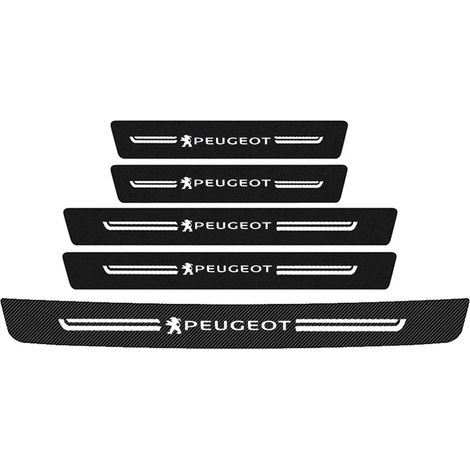 (5 pièces) Film protecteur autocollant en fibre de carbone pour seuils de porte de voiture, compatible avec Peugeot 406, 405, 205, 3008, 206, 308, 208, 408, 508, 407, 107, 307 et 5008 (1/4)