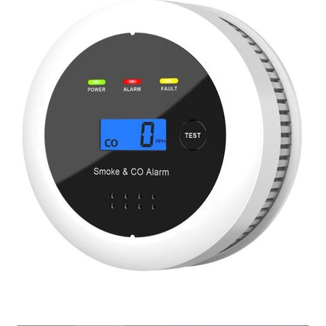 Noir Alarme 2-en-1 fumée et monoxyde de carbone, détecteur durable haute sensibilité (1/5)