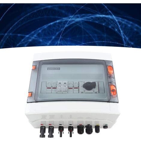 Boîtier de raccordement solaire 1000 V 32 A avec deux entrées et une sortie, interrupteur d'isolement, boîtier étanche IP65, boîtier de distribution solaire extérieur (1/5)