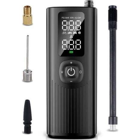 Compresseur d'air portable pour pneus de voiture, vélo, moto, ballons, pompe électrique 150 PSI avec manomètre, gonfleur de pneu facile et intelligent avec écran LCD, chargement USB (1/4)