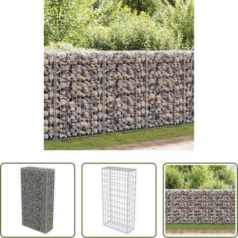 Steinkorb - Gabionenwand mit Abdeckung Verzinkter Stahl 50×20×100 cm (1/5)