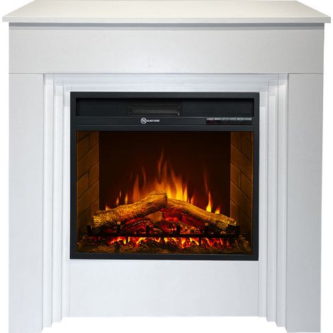 Camino elettrico caminetto da terra BELLINI in legno Bianco Made in Italy L96 x P35 x H96