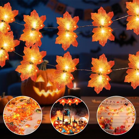 Guirlande Automne Lumineuse, Guirlande Feuille Automne, Guirlande Lumineuse en Feuille D'érable, 3 Mètres 30 LEDs Guirlande Feuilles Automne, pour Décoration de Thanksgiving (1/4)
