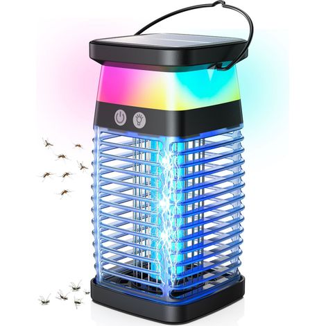 Solar-powered UV mosquito lamp, fly trap type, rechargeable electric outdoor mosquito lamp, waterproof design, effectively attracts and eliminates mosquitoes.--DTEKGAZ