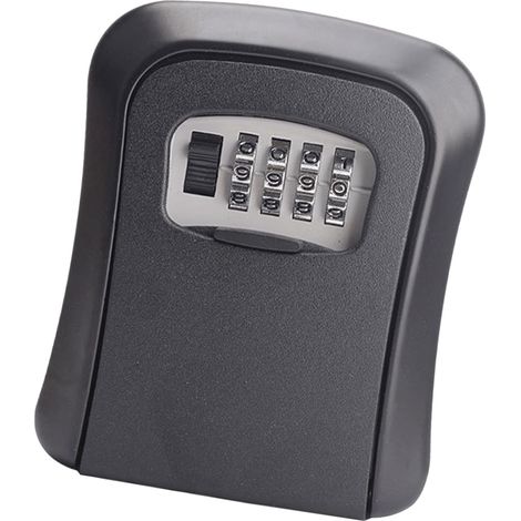 Boîte à clés à combinaison grande capacité, coffre de sécurité à code, boîte de rangement pour clés pour la maison, le bureau ou un appartement, noir (1/5)