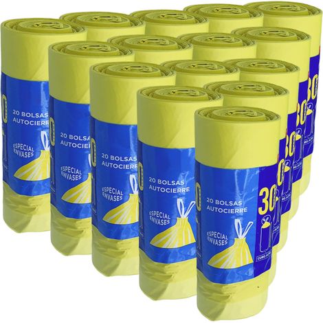 WellHome 300 bolsas de basura con autocierre 30L capacidad cada una, especiales cubos altos (1/5)