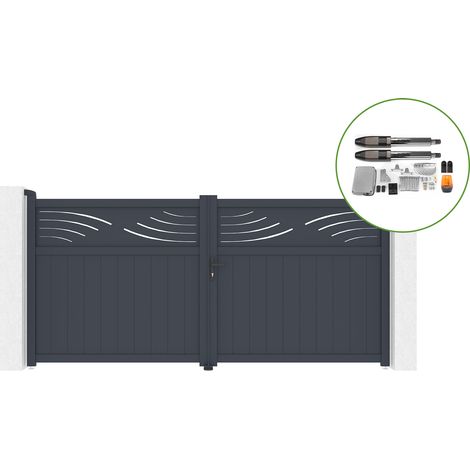 Portail battant 3,4m HALTI H.160cm alu + motorisation TANKER B700 (1/5)