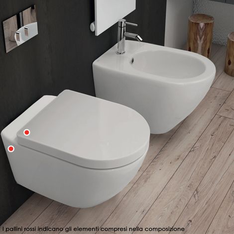 WC Sospeso con Sedile Soft Close COVER XL ALTHEA Ceramica Bianco Risparmio Idrico (1/4)
