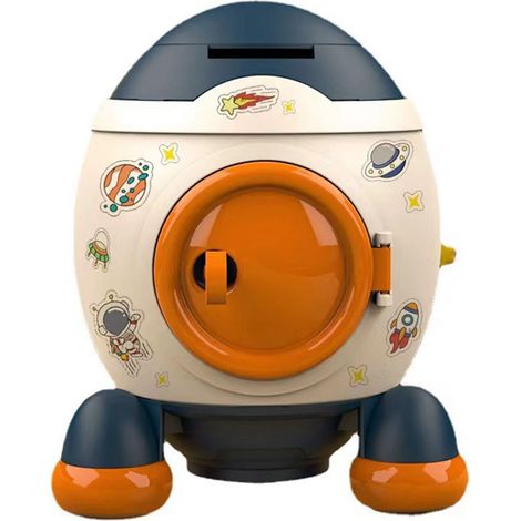 Tirelire Fusée Spatiale Style Cartoon pour Enfants - Cadeau Garçons Filles - Pot à Économies Bleu Morandi (1/5)