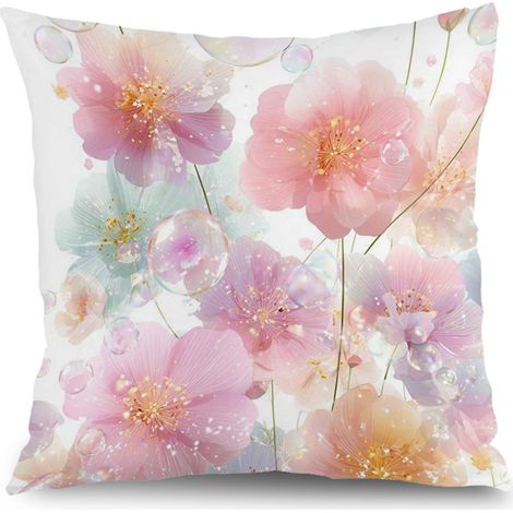 Housse de coussin floral patio, décoration maison jardin terrasse,40×40cm (1/5)