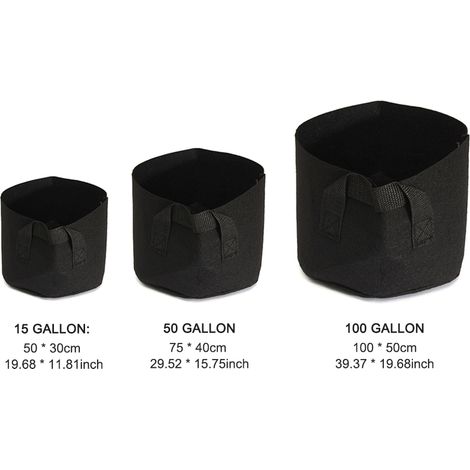 Schwarzer Pflanzsack für Pflanzen, Hochbeete, Blumenkästen, Hochbeete für Gemüse (15 Gallonen) (1/2)