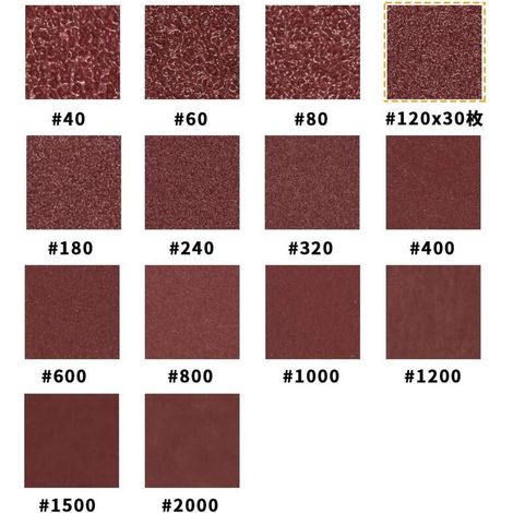 Lot de 30 feuilles de papier de verre triangulaires auto-agrippant grain 120 80 mm pour outil oscillant multi-usage, ponceuse de détail (1/4)