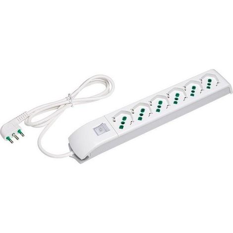 Fanton 410200 Fido Multipresa 6 Uscite Bipasso Schuko 16A Interruttore Luminoso Cavo 1.5 m colore Bianco (1/5)