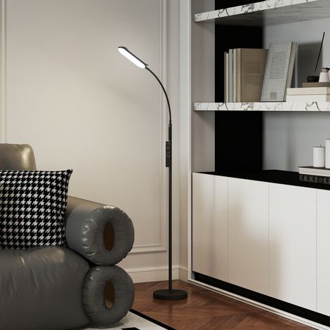 Wohnzimmer-Stehlampe mit Fernbedienung, Touch-Bedienung, einstellbarer Farbtemperatur und Helligkeit, schwarz